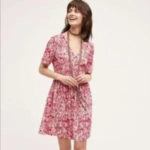 Anthropologie HD in Paris Felicity Archipelago Dress in Pink Floral Motif